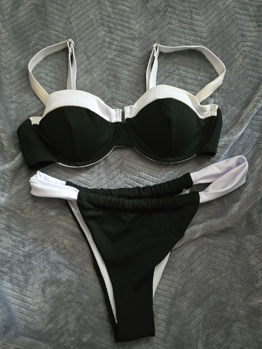 SHEIN Black & White Ribbed Two-Piece Bikini